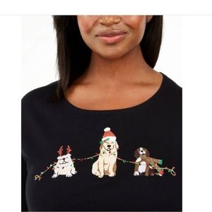Women's Plus Festive Holiday Caroling Dogs Tee